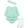 Little Me Simply Clothes for Baby Girls’ 100% Organic Cotton Pointelle Rib Tunic and Bubble Sets, 3-12 Months(Lichen)