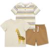 Little Me Clothes for Baby Boys’ 3-Piece Play Short Sets, 12 Months – 4 Toddler(Tan Giraffe)