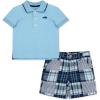 Little Me Clothes for Baby Boys’ Cotton Polo Short-Sleeve and Shorts Set, 12 Months – 4 Toddler(Blue Car)