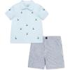 Little Me Clothes for Baby Boys’ Cotton Polo Short-Sleeve and Shorts Set, 12 Months – 4 Toddler(Blue Sailboat)