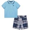 Little Me Clothes for Baby Boys’ Cotton Polo Short-Sleeve and Shorts Set, 12 Months – 4 Toddler(Blue/Blue Stripe Crap)