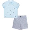 Little Me Clothes for Baby Boys’ Cotton Polo Short-Sleeve and Shorts Set, 12 Months – 4 Toddler(Blue/Gray Whale)