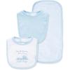Little Me Clothes for Baby Boys’ and Girls’ 2 Bibs and 1 Burp Cloth Set, Soft Cotton Feeding Essentials with Velcro Closures(Blue Thank Heaven)
