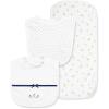 Little Me Clothes for Baby Boys’ and Girls’ 2 Bibs and 1 Burp Cloth Set, Soft Cotton Feeding Essentials with Velcro Closures(Ivory)