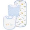 Little Me Clothes for Baby Boys’ and Girls’ 2 Bibs and 1 Burp Cloth Set, Soft Cotton Feeding Essentials with Velcro Closures(Ivory Multi)
