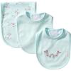 Little Me Clothes for Baby Boys’ and Girls’ 2 Bibs and 1 Burp Cloth Set, Soft Cotton Feeding Essentials with Velcro Closures(Mint Print)