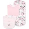 Little Me Clothes for Baby Boys’ and Girls’ 2 Bibs and 1 Burp Cloth Set, Soft Cotton Feeding Essentials with Velcro Closures(Pink)