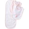 Little Me Clothes for Baby Boys’ and Girls’ 2 Bibs and 1 Burp Cloth Set, Soft Cotton Feeding Essentials with Velcro Closures(Pink/Ballerina)