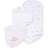 Little Me Clothes for Baby Boys’ and Girls’ 2 Bibs and 1 Burp Cloth Set, Soft Cotton Feeding Essentials with Velcro Closures(Pink/Bunnies)