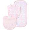 Little Me Clothes for Baby Boys’ and Girls’ 2 Bibs and 1 Burp Cloth Set, Soft Cotton Feeding Essentials with Velcro Closures(Pink/Multi)