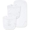 Little Me Clothes for Baby Boys’ and Girls’ 2 Bibs and 1 Burp Cloth Set, Soft Cotton Feeding Essentials with Velcro Closures(White)