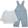 Little Me Essentials for Baby Girls and Boys Woven Jumpers and Coverall Overalls Set, Newborn to 24 Months(Dusty Blue/Marshmallow Doggies)