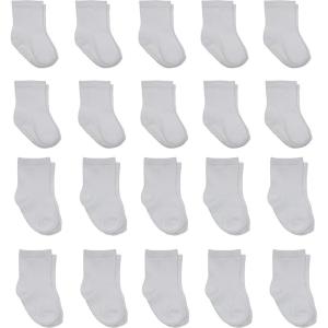 Little Me 20-Pack Newborn Baby Infant & Toddler Unisex Socks, 0-12/12-24 Months, Assorted Size Pack, White