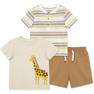 Little Me Clothes for Baby Boys’ 3-Piece Play Short Sets, 12 Months – 4 Toddler(Tan Giraffe)
