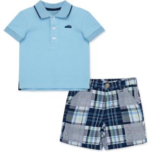 Little Me Clothes for Baby Boys’ Cotton Polo Short-Sleeve and Shorts Set, 12 Months – 4 Toddler(Blue Car)