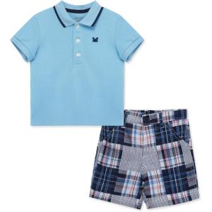 Little Me Clothes for Baby Boys’ Cotton Polo Short-Sleeve and Shorts Set, 12 Months – 4 Toddler(Blue/Blue Stripe Crap)