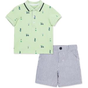 Little Me Clothes for Baby Boys’ Cotton Polo Short-Sleeve and Shorts Set, 12 Months – 4 Toddler(Blue/Yellow Golf)