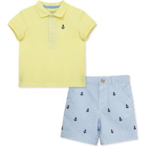 Little Me Clothes for Baby Boys’ Cotton Polo Short-Sleeve and Shorts Set, 12 Months – 4 Toddler(Blue/Yellow Sailboat)