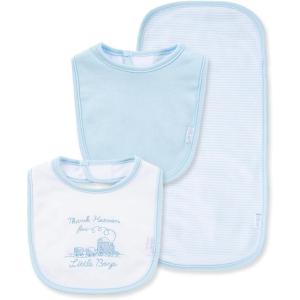 Little Me Clothes for Baby Boys’ and Girls’ 2 Bibs and 1 Burp Cloth Set, Soft Cotton Feeding Essentials with Velcro Closures(Blue Thank Heaven)
