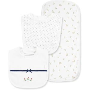 Little Me Clothes for Baby Boys’ and Girls’ 2 Bibs and 1 Burp Cloth Set, Soft Cotton Feeding Essentials with Velcro Closures(Ivory)