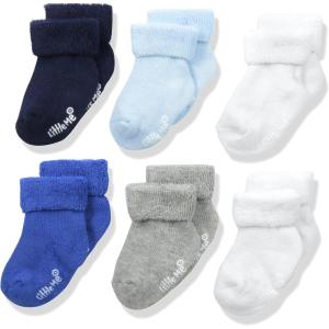 Little Me baby-boys Baby Boys’ 6 Pack Socks(Blue/White/Gray)
