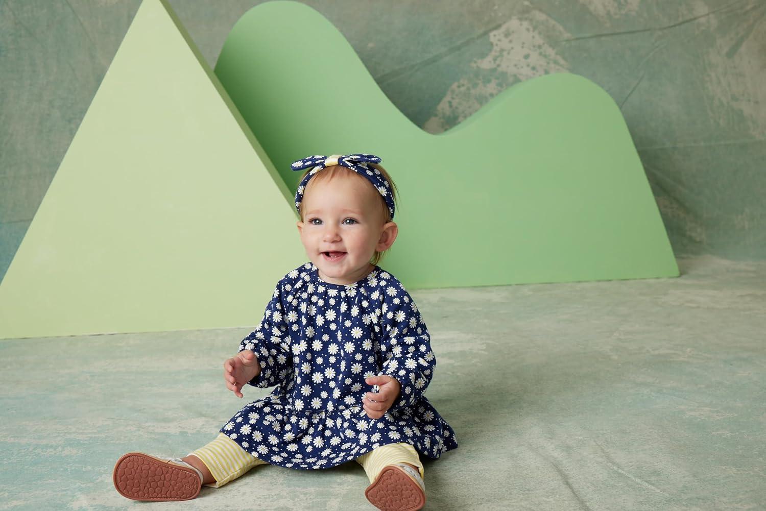 imageLittle Me Baby Girls 3Piece Tunic Pant and Headband Set 324 MonthsWhiteBlue