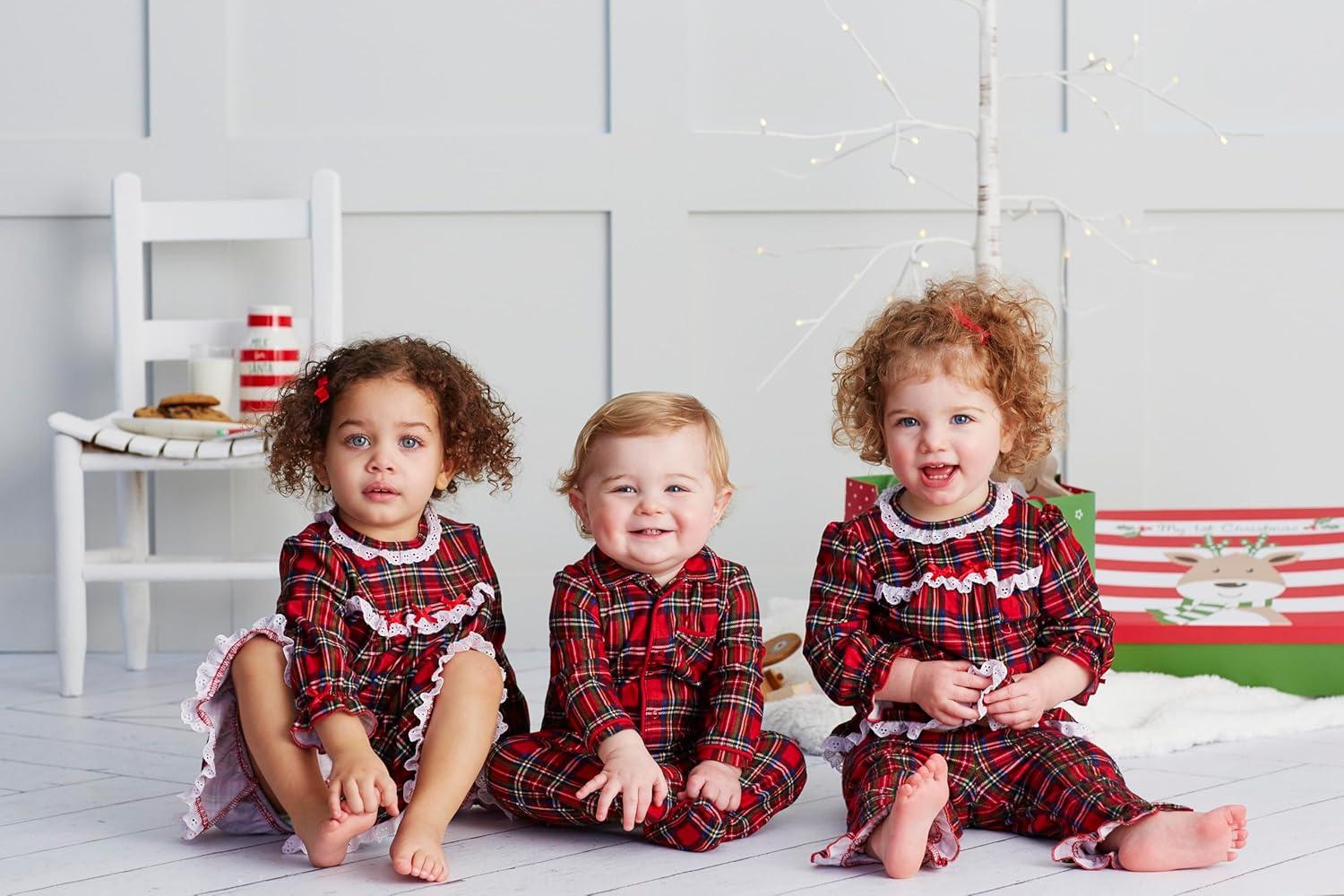 imageLittle Me Clothes for Baby Boys and Girls Christmas Matching Plaid Pajamas and Nightgowns 3 Months up to Girls 10Plaid Gown