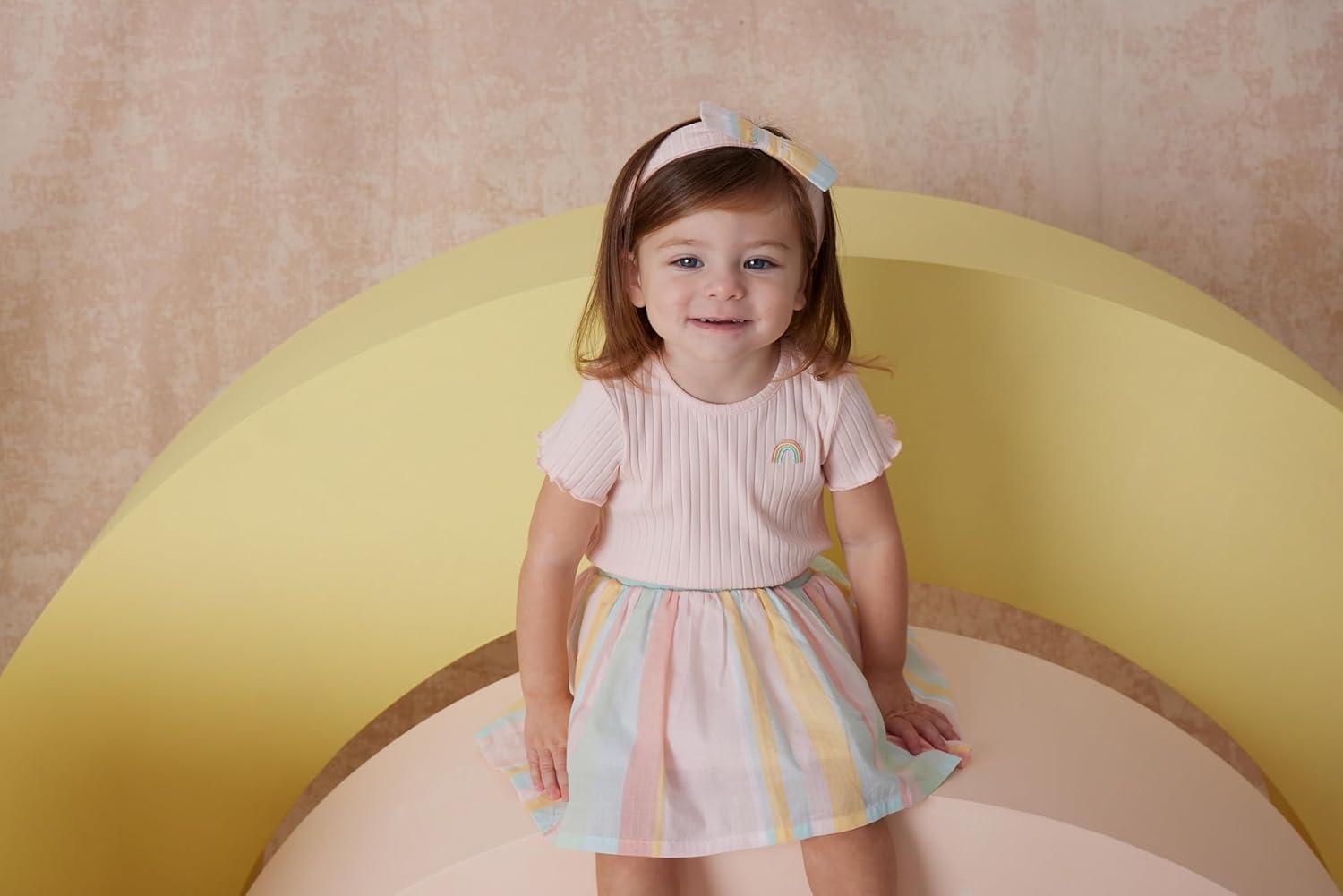 imageLittle Me Clothes for Baby Girls Fashion Skirt and Headband Set Pink 12 Months 4 ToddlerYellow
