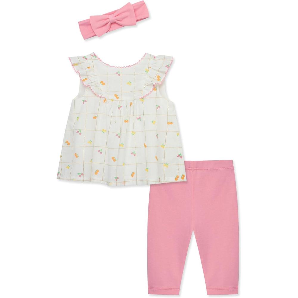 imageLittle Me Baby Girls 3Piece Tunic Pant and Headband Set 324 MonthsSea Pink