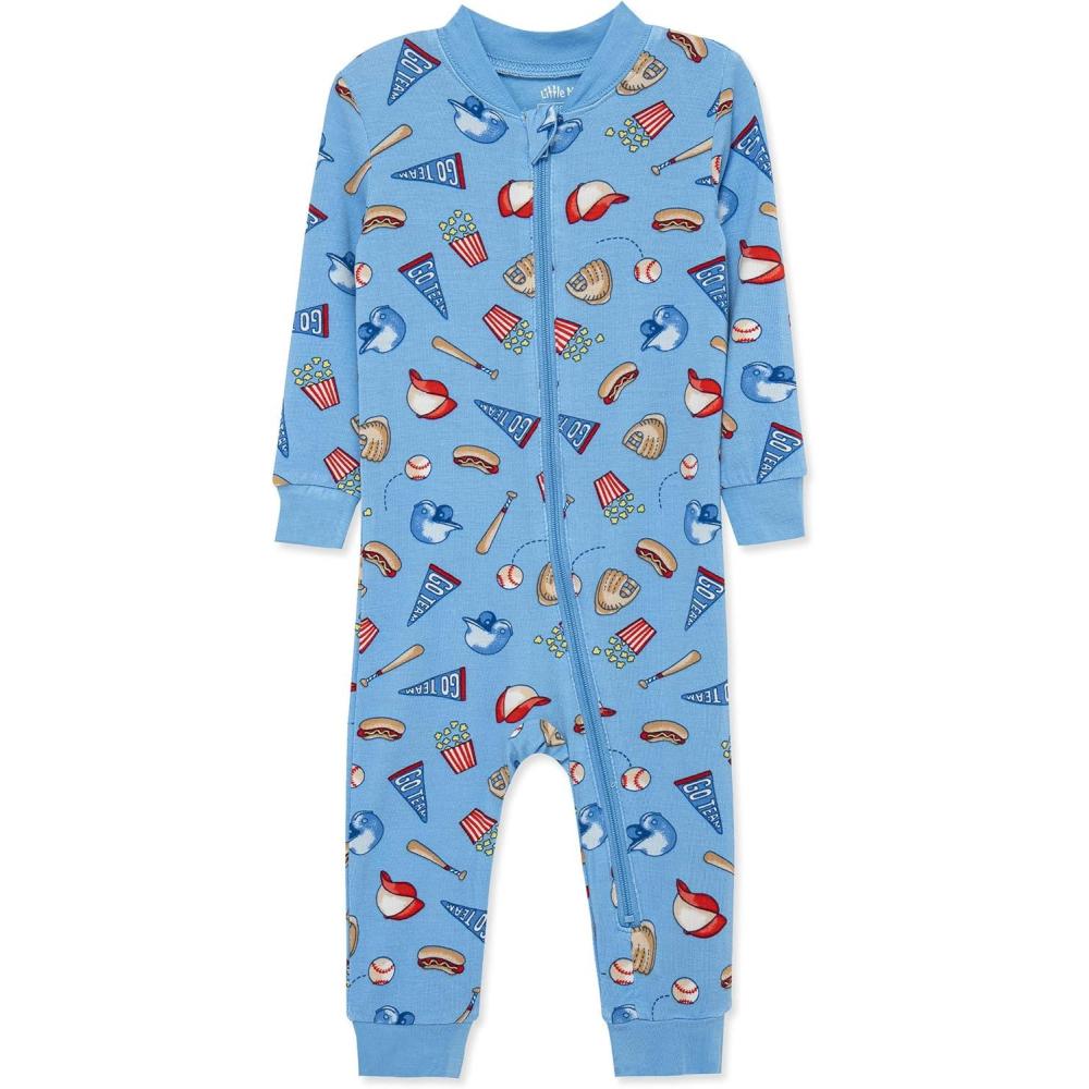 imageLittle Me Clothes for Baby Boys Zip Front Pajama Footie 1224 MonthsLittle Boy Blue
