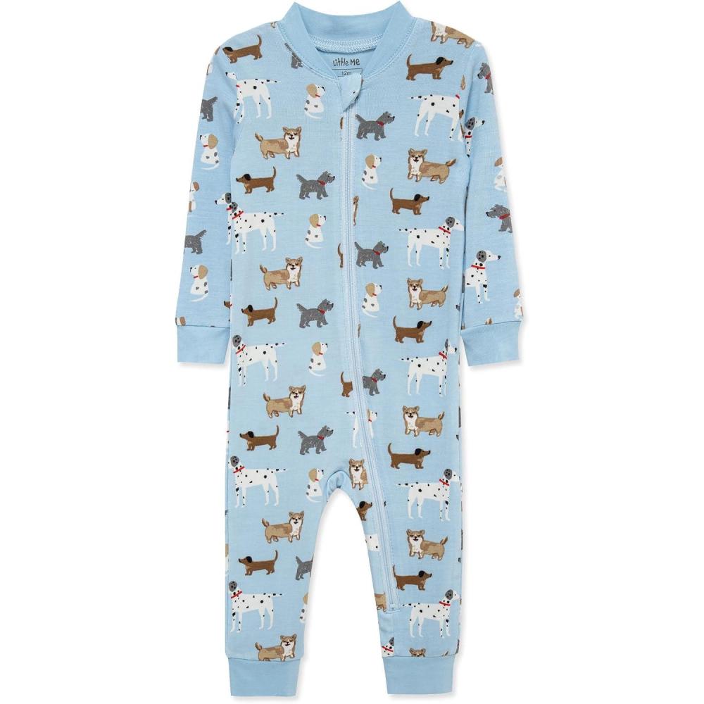imageLittle Me Clothes for Baby Boys Zip Front Pajama Footie 1224 MonthsNantucket Blue