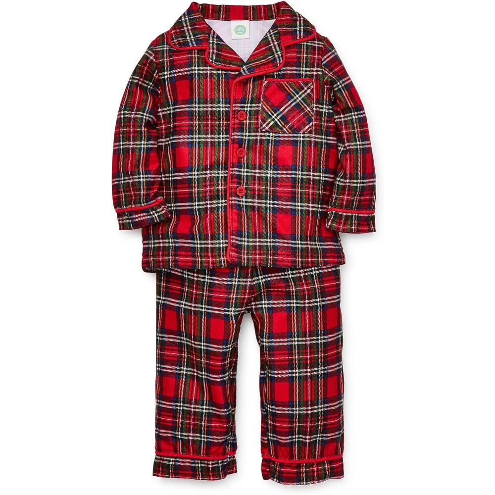 imageLittle Me Clothes for Baby Boys and Girls Christmas Matching Plaid Pajamas and Nightgowns 3 Months up to Girls 10Plaid Red