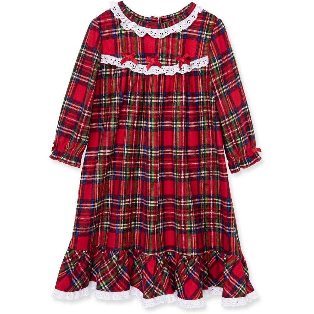 imageLittle Me Clothes for Baby Boys and Girls Christmas Matching Plaid Pajamas and Nightgowns 3 Months up to Girls 10Xmas Holiday Christmas Plaid Nightgown Girls