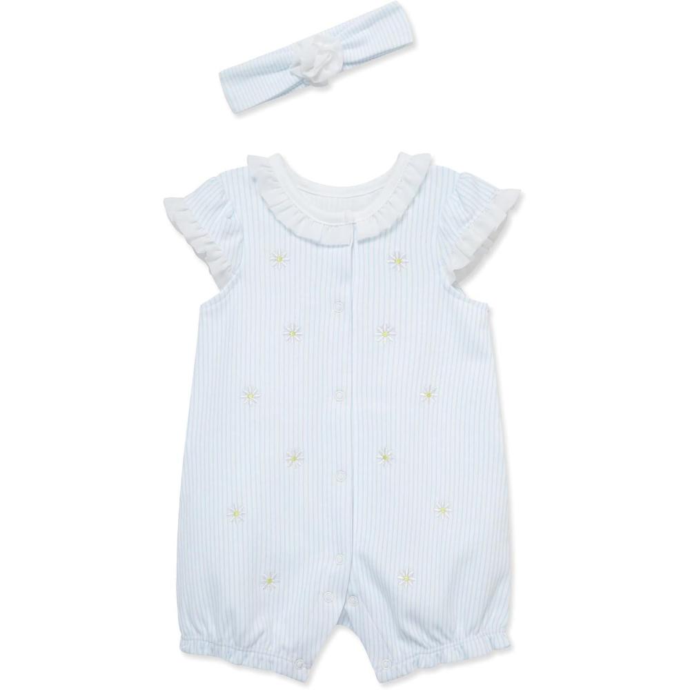 imageLittle Me Clothes for Baby Girls 100 Cotton Romper and Headband Set 312 MonthsNantucket BreezeWhite