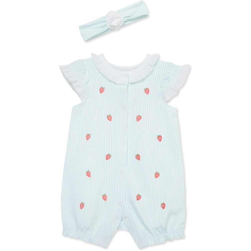 imageLittle Me Clothes for Baby Girls 100 Cotton Romper and Headband Set 312 MonthsYuccaWhite