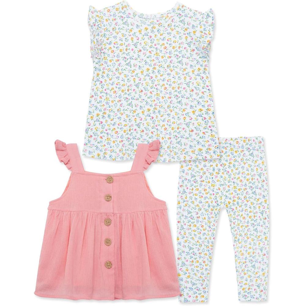 imageLittle Me Clothes for Baby Girls 3Piece Tunic and Pant Play Sets 12 Months 4 ToddlerFloral
