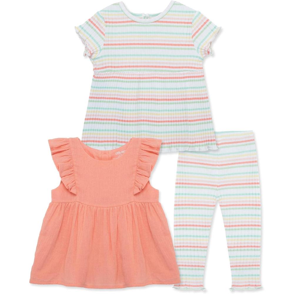 imageLittle Me Clothes for Baby Girls 3Piece Tunic and Pant Play Sets 12 Months 4 ToddlerPink
