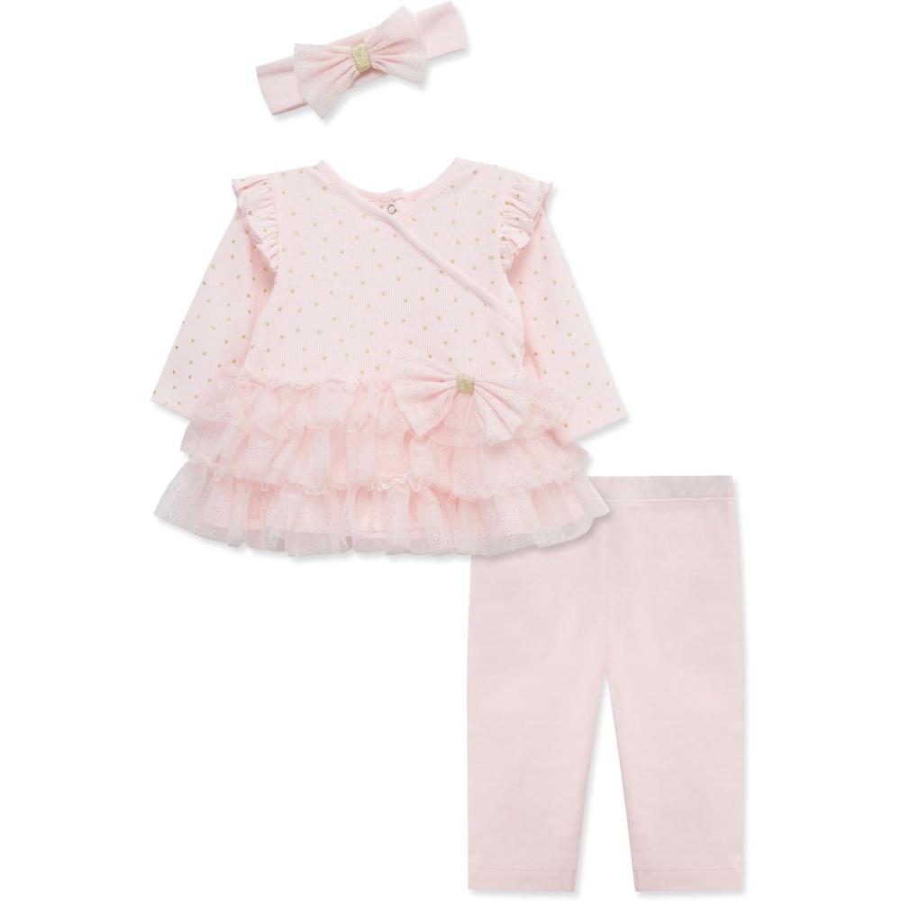 imageLittle Me Clothes for Baby Girls Tutu Shirt and Legging Set 3 Months to 24 MonthsBarely PinkGold Dot Shine