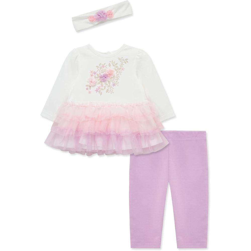 imageLittle Me Clothes for Baby Girls Tutu Shirt and Legging Set 3 Months to 24 MonthsOrchid Bouquet