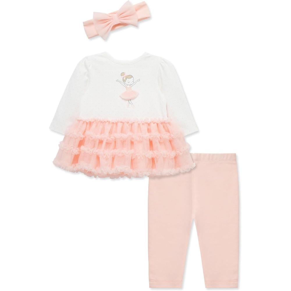 imageLittle Me Clothes for Baby Girls Tutu Shirt and Legging Set 3 Months to 24 MonthsSeashell PinkMarshmallow