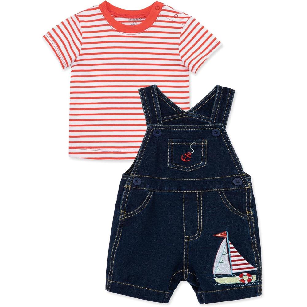 imageLittle Me babyboys 2piece Tee Shirt and Shortall SetDark Denim Blue