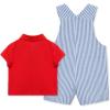 Little Me Baby Boy Shortall Set – 2-Piece, Tee Shirt and Overall Shorts, Cute and Comfy Outfits(High Risk Red/Blue Quartz)