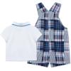 Little Me Baby Boy Shortall Set – 2-Piece, Tee Shirt and Overall Shorts, Cute and Comfy Outfits(Medieval Blue/White)