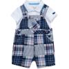 Little Me Baby Boy Shortall Set – 2-Piece, Tee Shirt and Overall Shorts, Cute and Comfy Outfits(Medieval Blue/White)