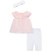 Little Me Baby Girls’ 3-Piece Tunic, Pant and Headband Set, 3-24 Months(Almond Blossom/White)