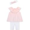 Little Me Baby Girls’ 3-Piece Tunic, Pant and Headband Set, 3-24 Months(Almond Blossom/White)