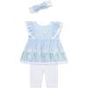 Little Me Baby Girls’ 3-Piece Tunic, Pant and Headband Set, 3-24 Months(Blue Daisy)