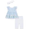 Little Me Baby Girls’ 3-Piece Tunic, Pant and Headband Set, 3-24 Months(Blue Daisy)
