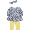 Little Me Baby Girls’ 3-Piece Tunic, Pant and Headband Set, 3-24 Months(Medieval Blue/Banana Cream)