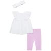 Little Me Baby Girls’ 3-Piece Tunic, Pant and Headband Set, 3-24 Months(Orchid Bouquet/White)